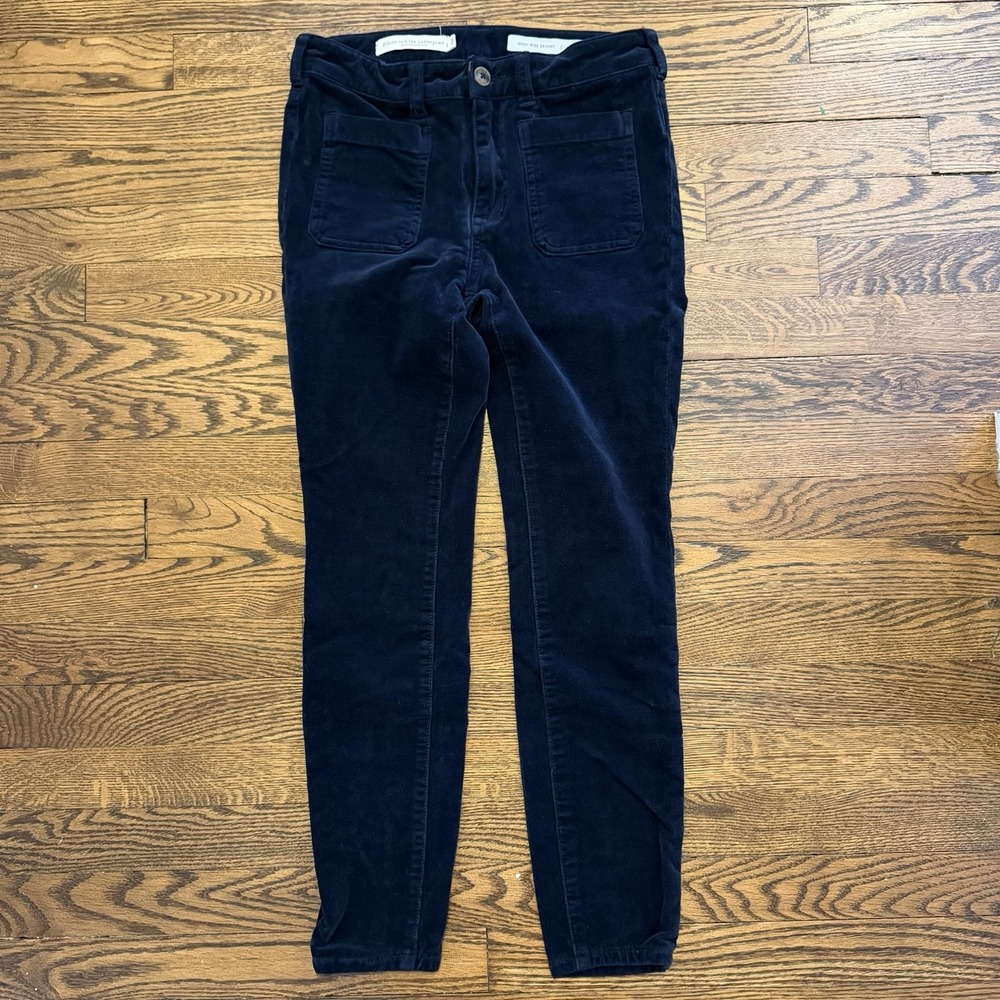 Anthropologie Pilcro Corduroy Pants Women's Sz. 26 High-Rise Skinny Navy Preppy
